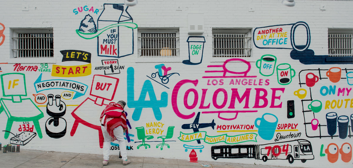 Mural at La Colombe LA cafe